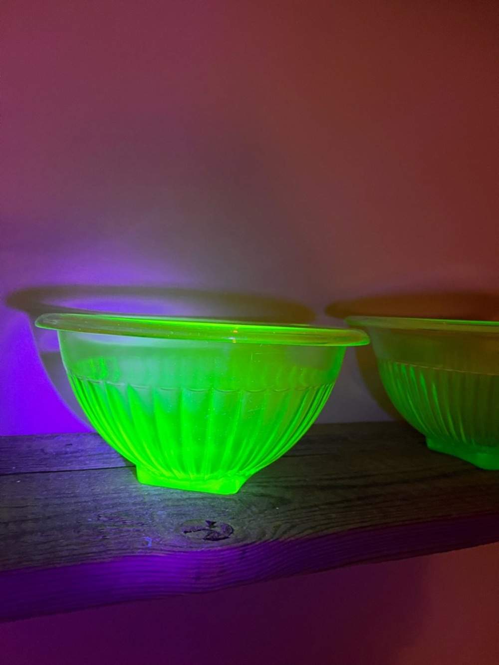 Hazel Atlas Uranium Vaseline Glass Mixing Bowls set two
